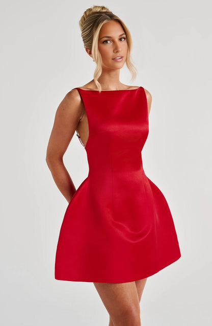 Chic A Line Square Neck Spaghetti Strap V Back Mini Homecoming Dress