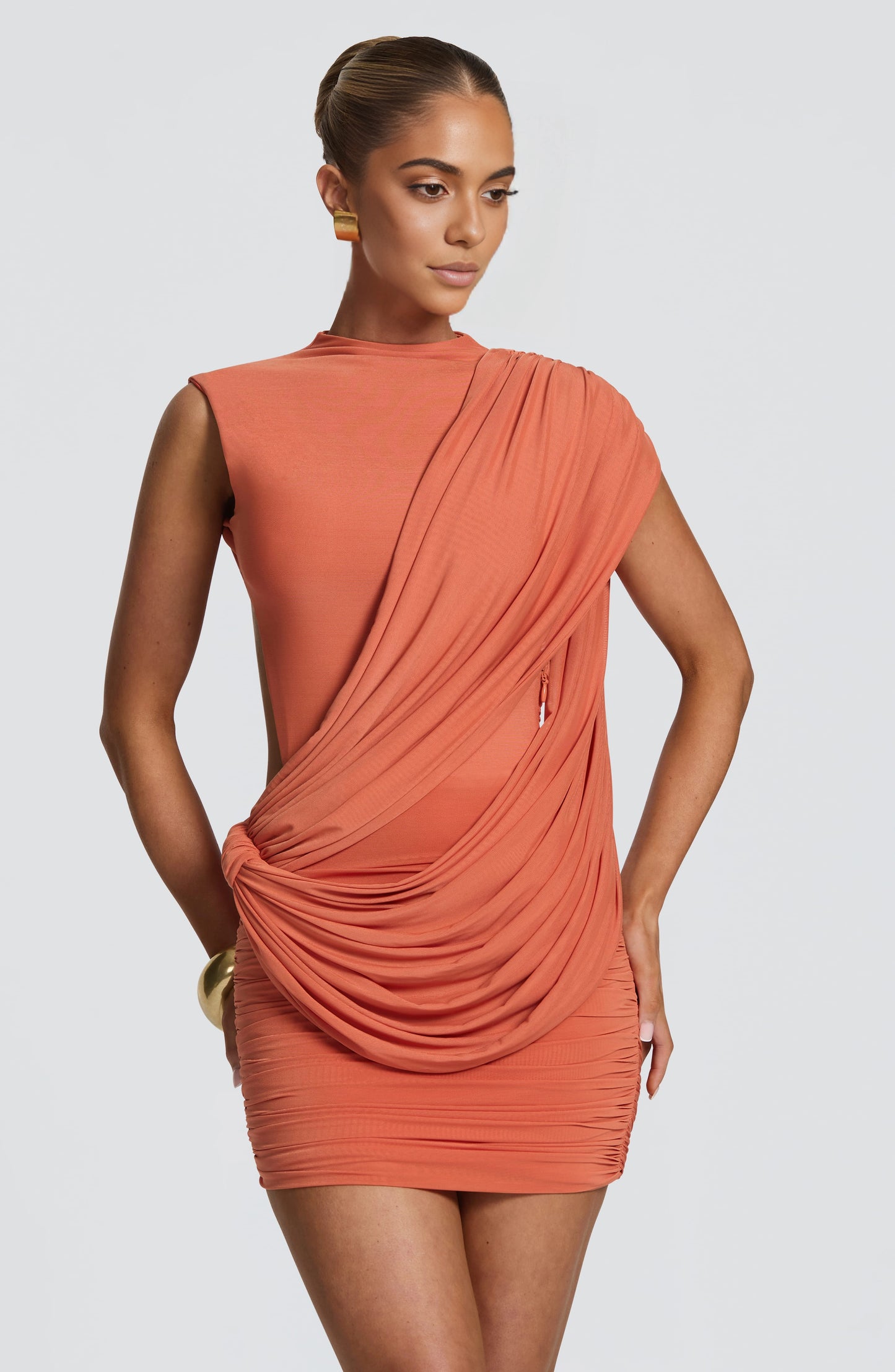 Elegant Bodycon High Neck Sleeveless Open Back Mini Homecoming Dress