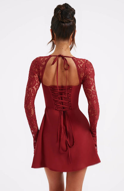 White Bodycon Sweetheart Lace Sleeve Corset Back Mini  Homecoming Dress