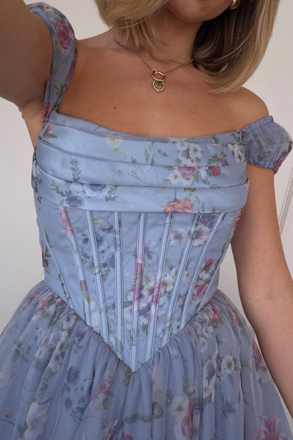 Plus Size Romantic A Line Off Shoulder Corset Lace Up Long Prom Dress