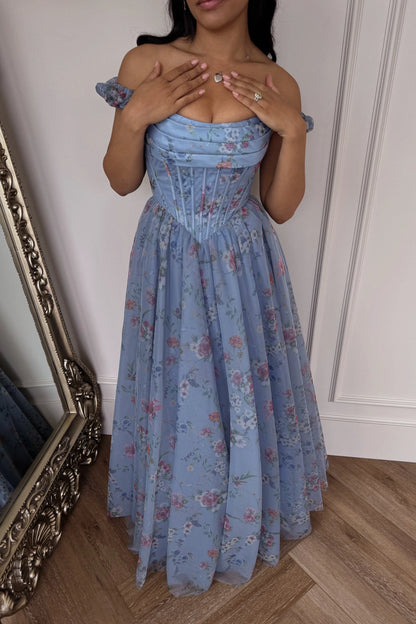 Plus Size Romantic A Line Off Shoulder Corset Lace Up Long Prom Dress