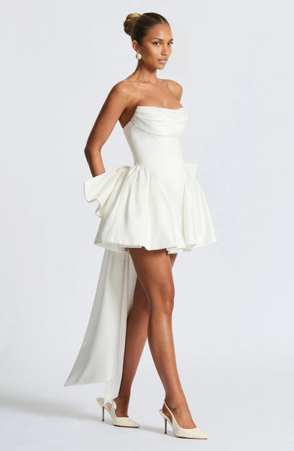 Satin A Line Strapless Sleeveless Lace Up Back Mini hocming dress