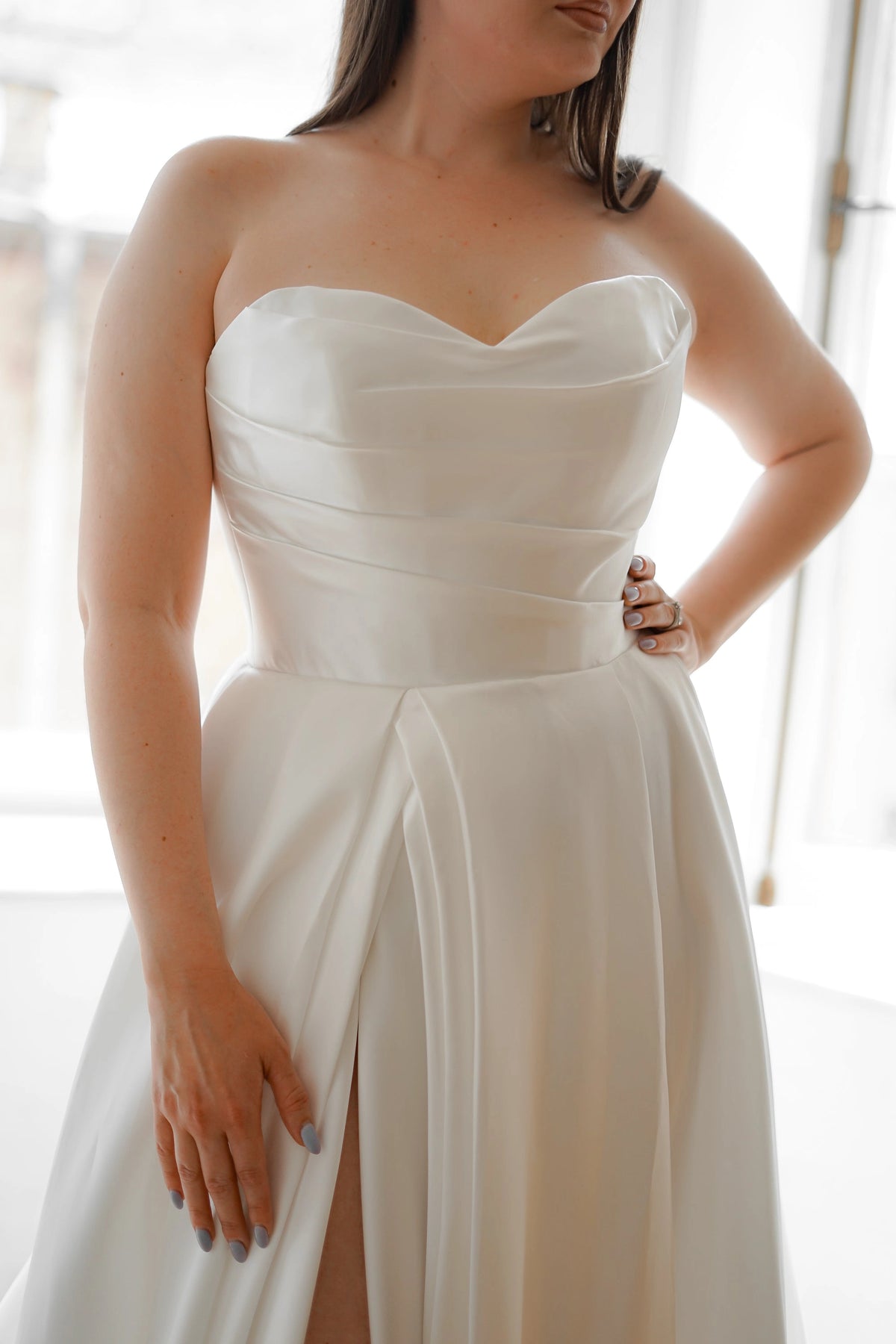 Elegant A-Line Sweetheart Strapless Lace-Up Back Plus Size Wedding Dress