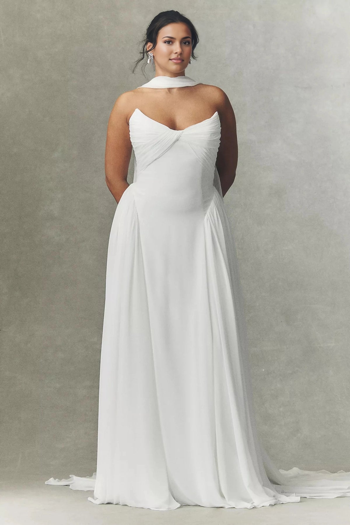 Romantic A-Line Sweetheart Strapless Button Back Plus Size Wedding Dress
